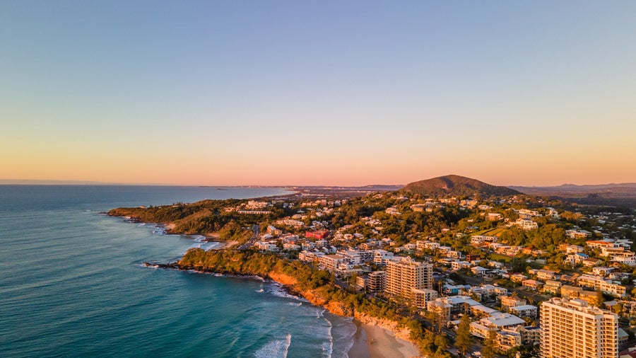 Sunshine Coast Maroochydore at sunset, Australia