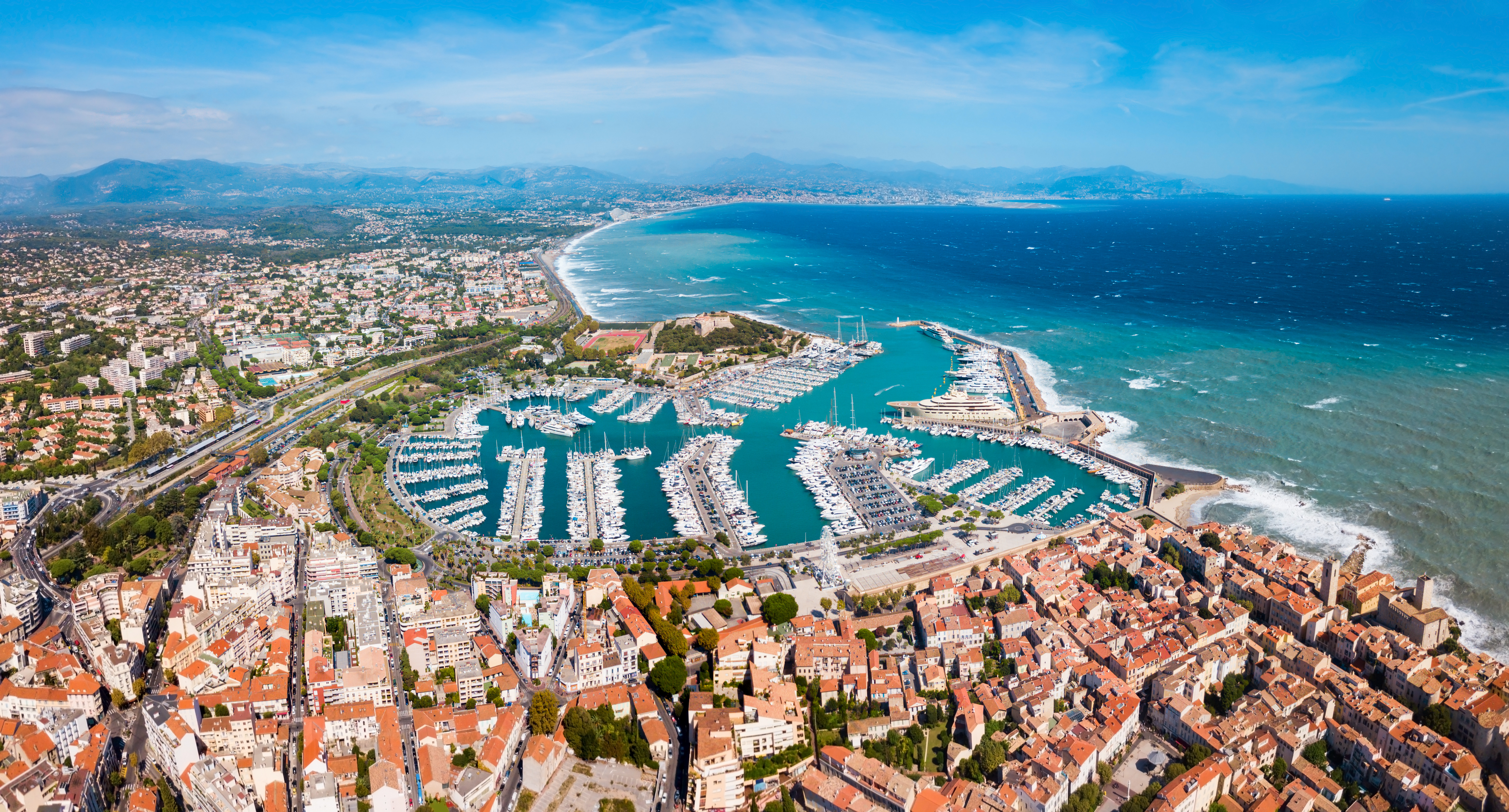Aerial view of French Riviera in Antibes, France