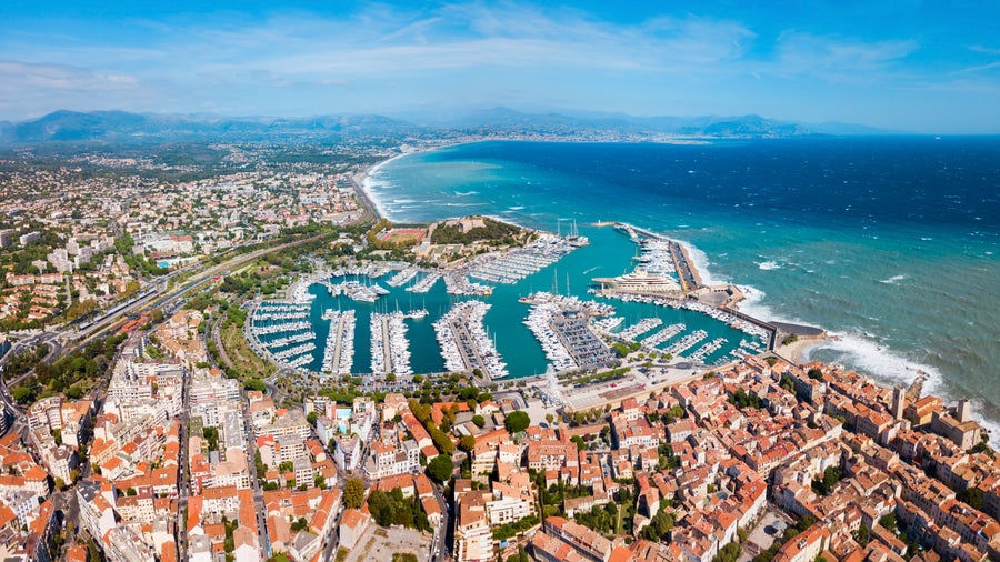 Aerial view of French Riviera in Antibes, France