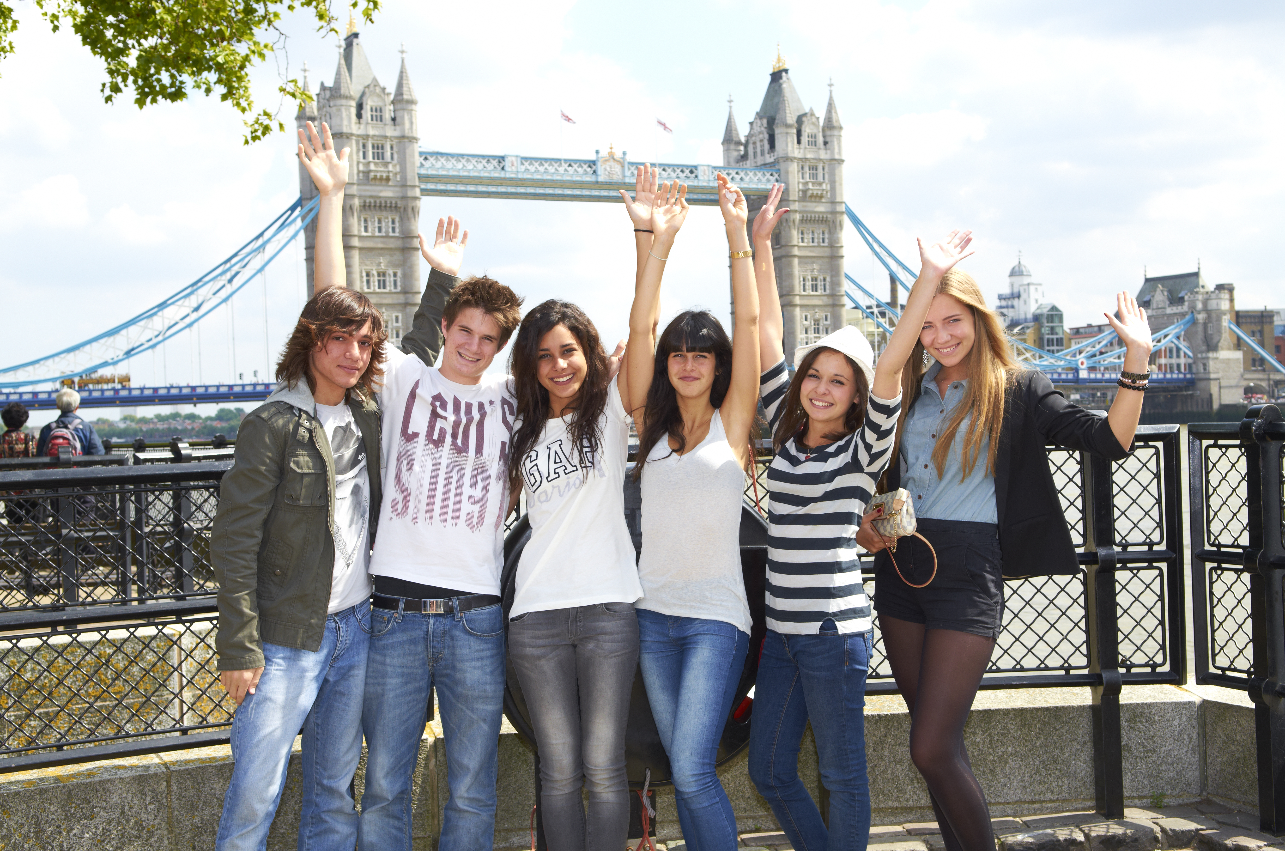A group of students in London