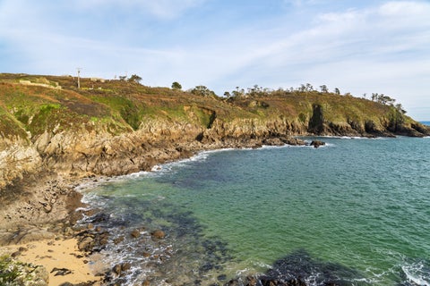 Beach with vibrant blue ocean in Brest, France