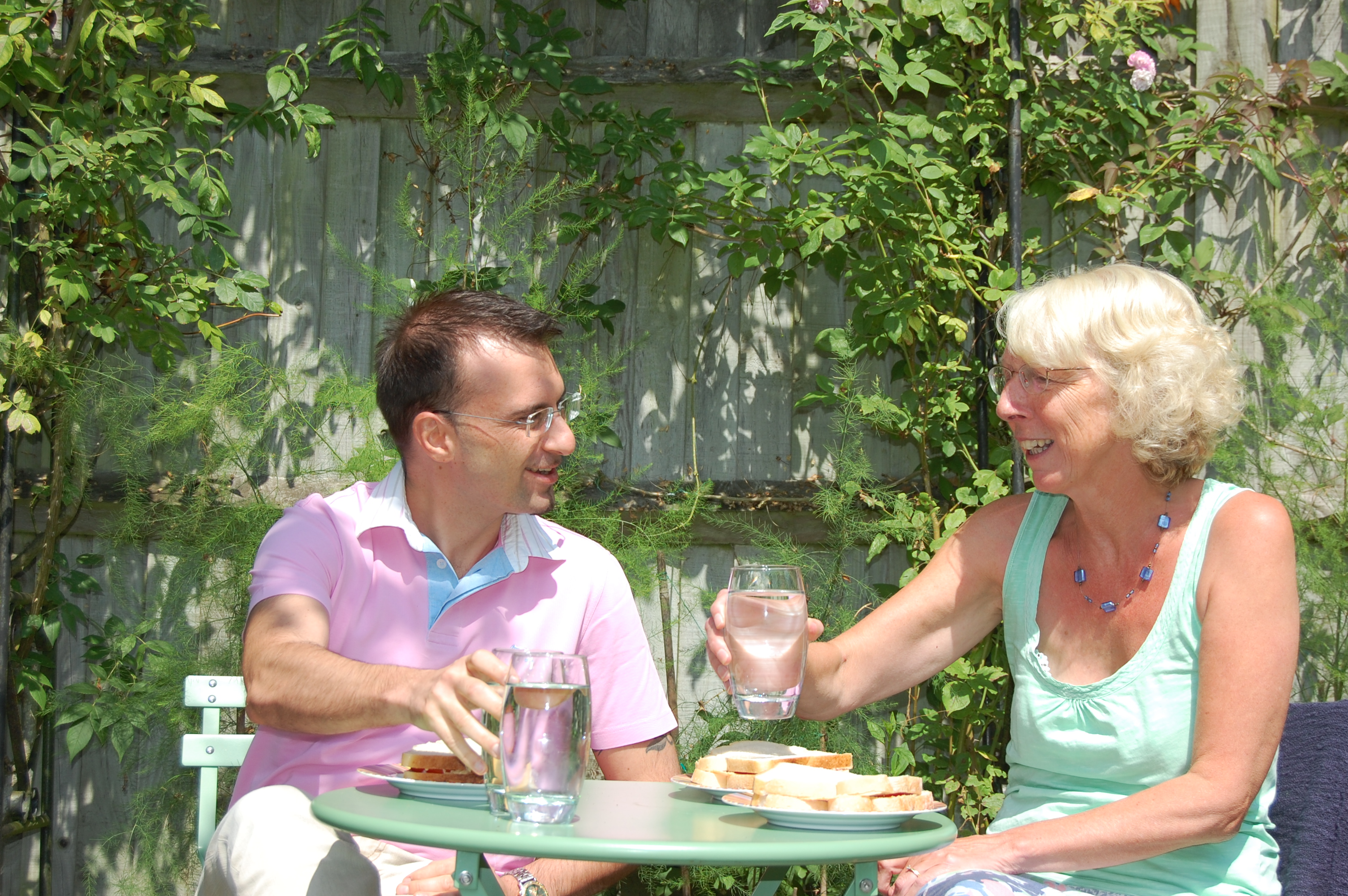 A teacher and a student having lunch