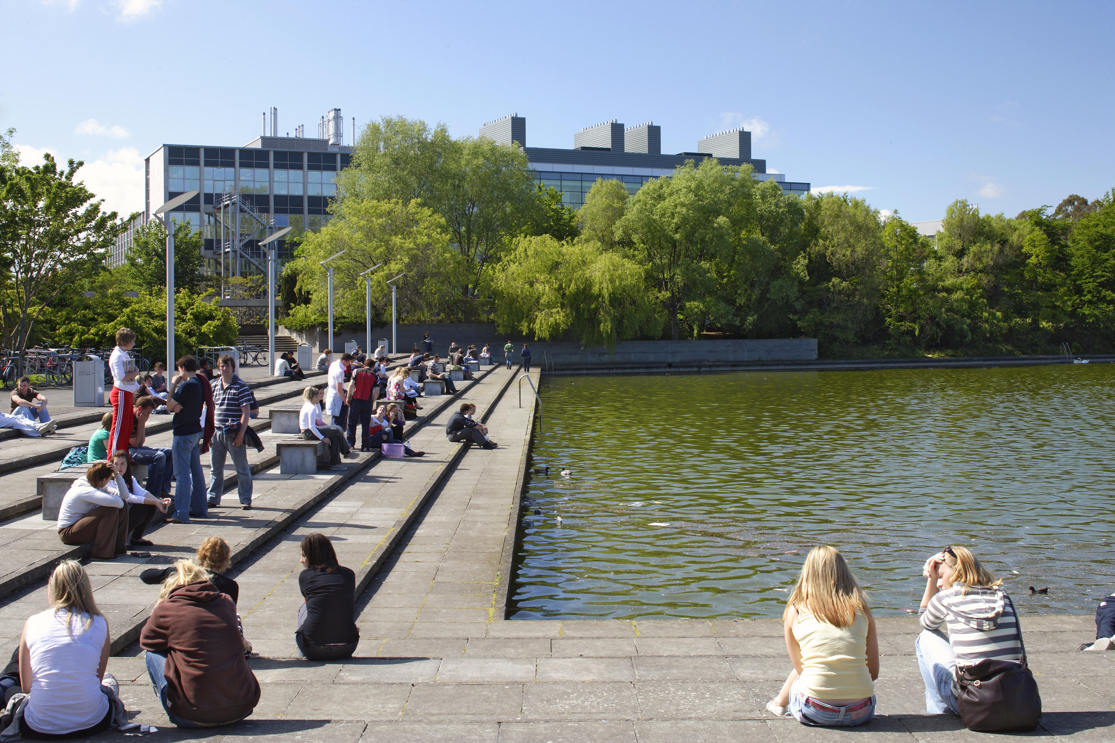 Students enjoying a day out on campus