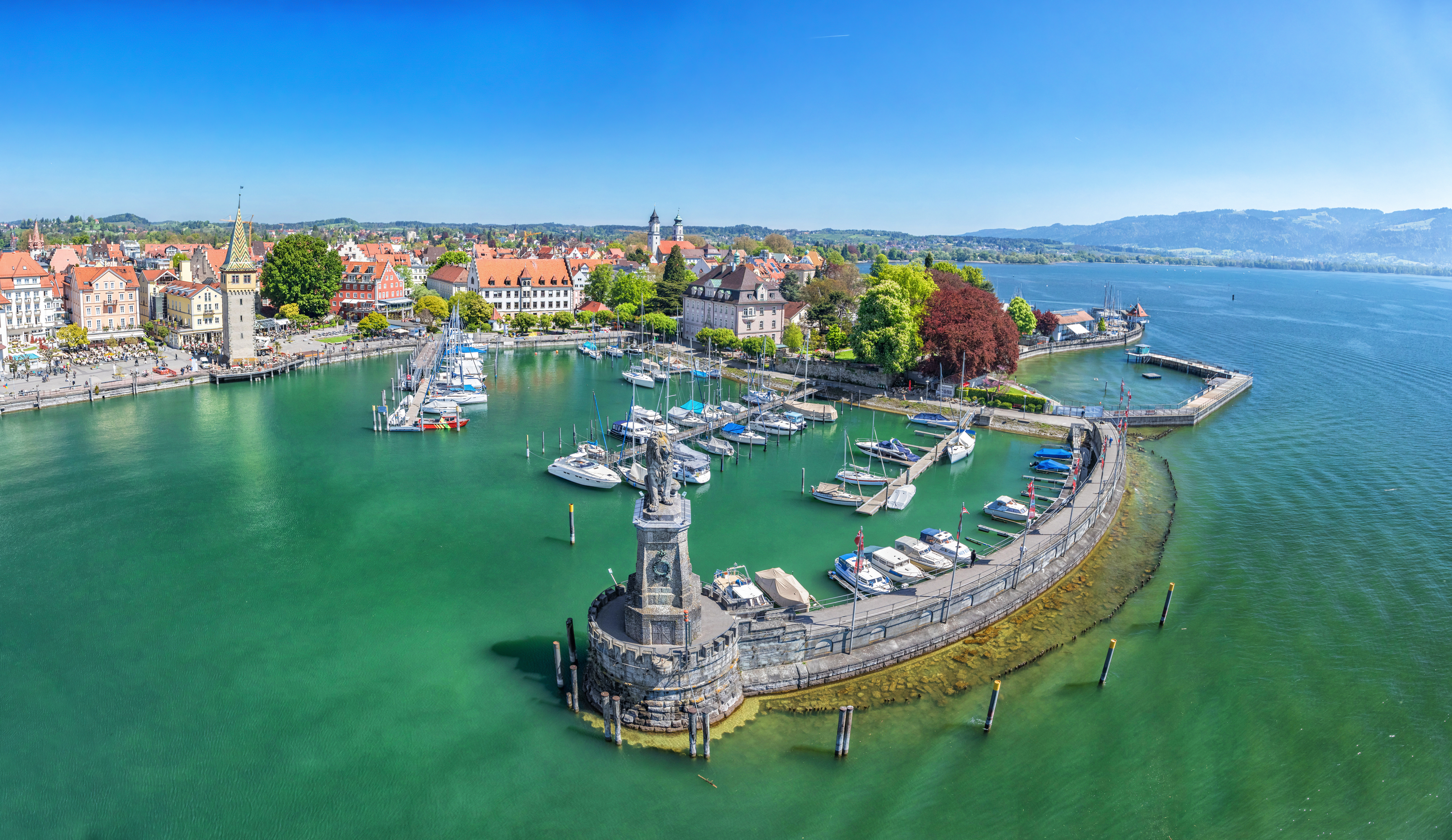 Aerial view of Lindau Harbour in Germany