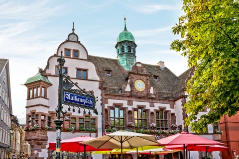 Scenic view of Freiburg im Breisgau Germany with historic streets and buildings