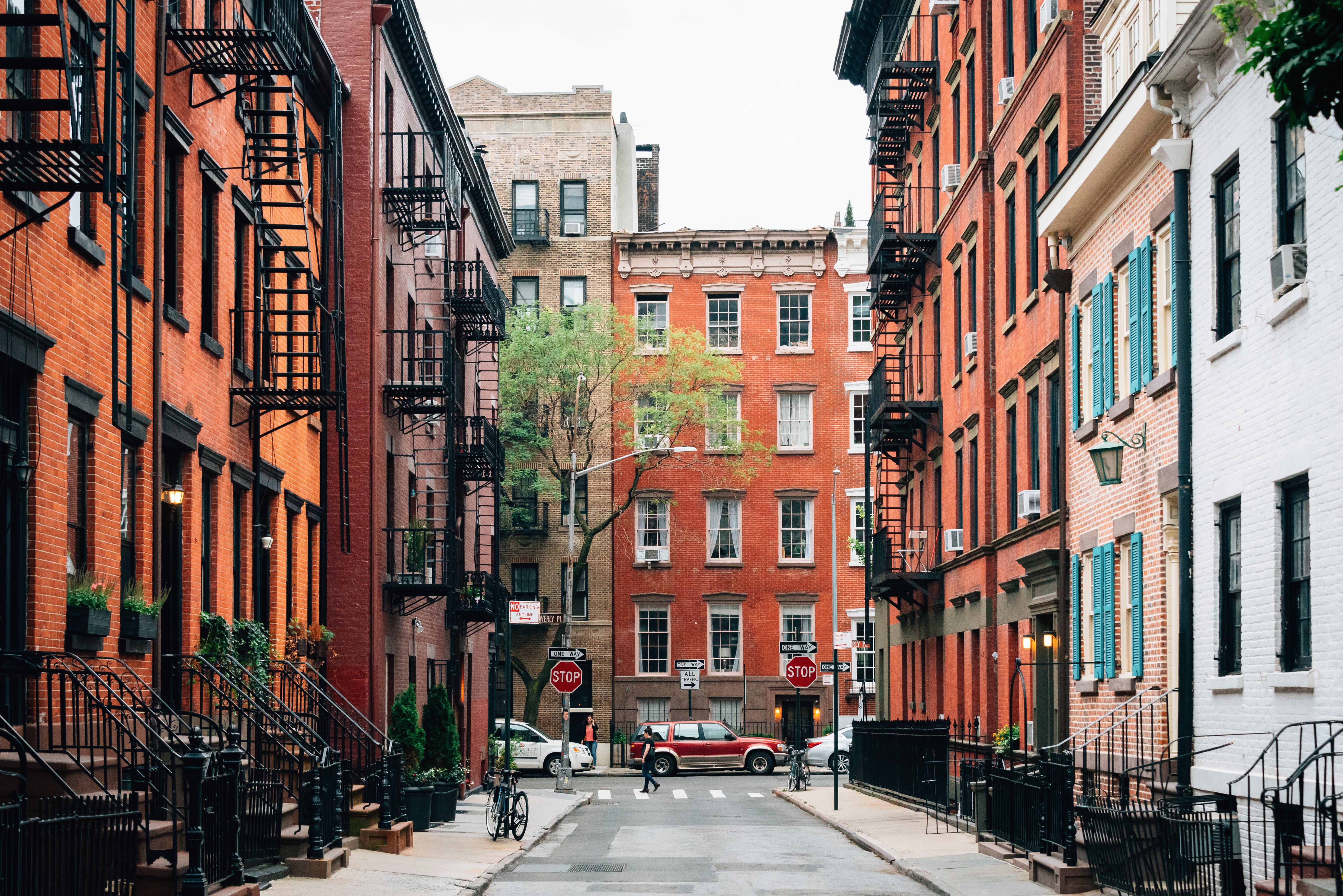 Colorful residential buildings on Gay Street, West Village, Manhattan, New York City, USA