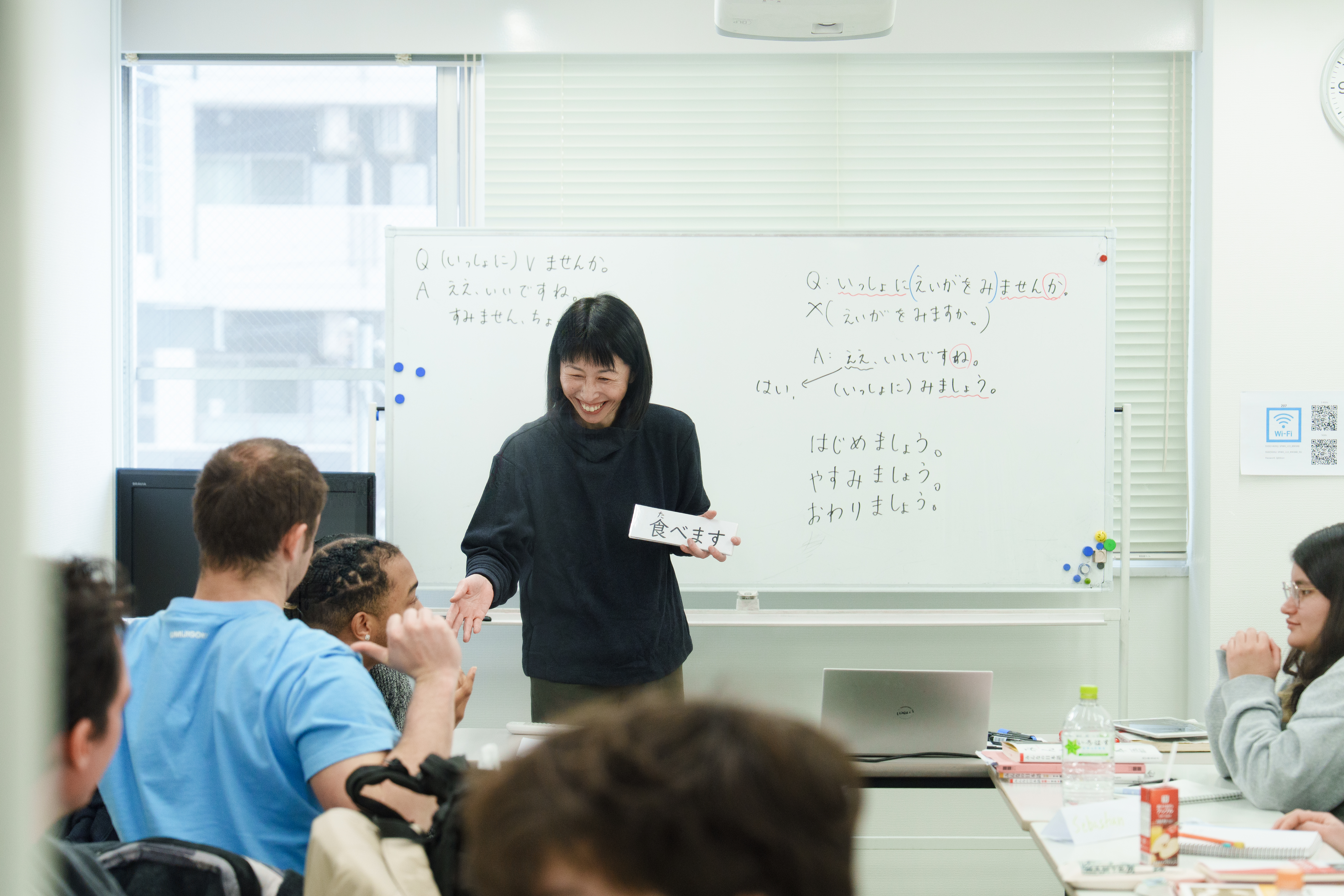 A teacher with her students at Genki Japanese and Culture School Nagoya