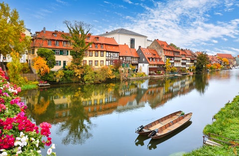Regnitz River in Bamberg Historic City Center, Germany