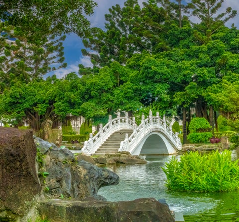 Chinese style garden in both sides of Memorial Hall Square, Taipei, Taiwan