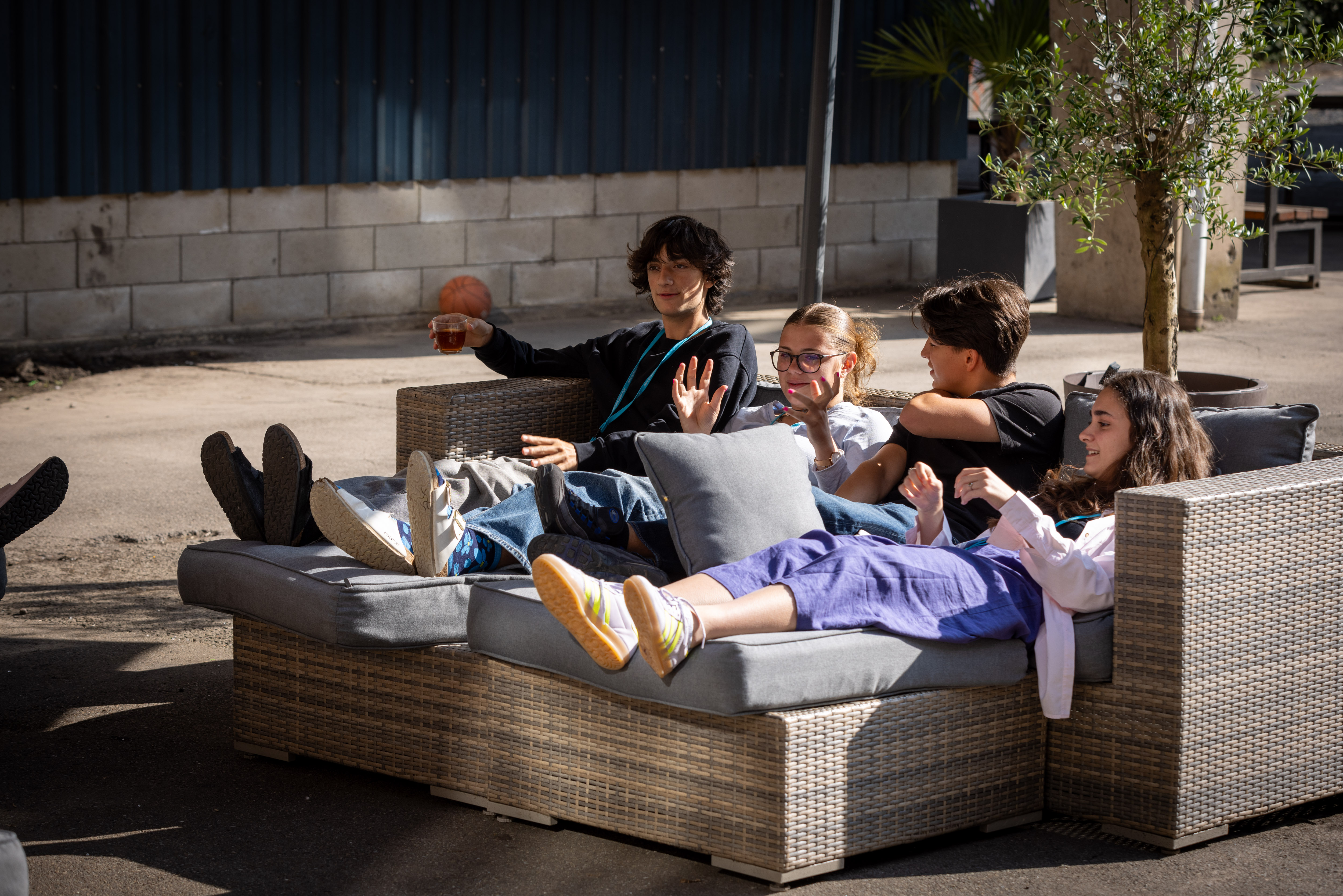 Students chilling in school garden