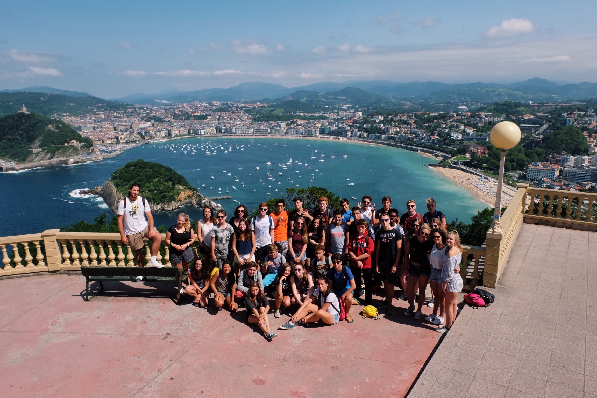 Aerial view of the students during an excursion