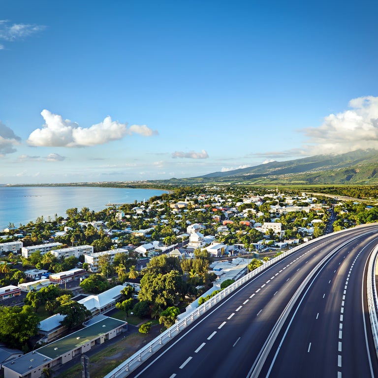 Baie de Saint-Paul at twilight in La Réunion with a view of the bay as the sun sets in Quebec, Canada