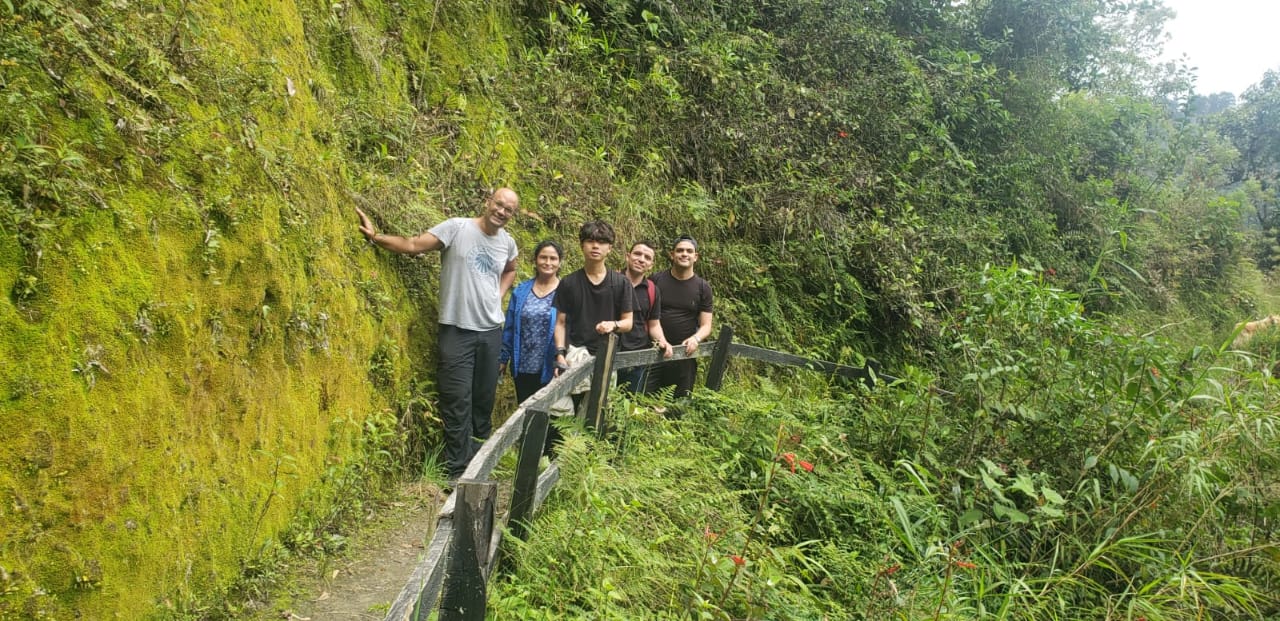 A few students during a hike