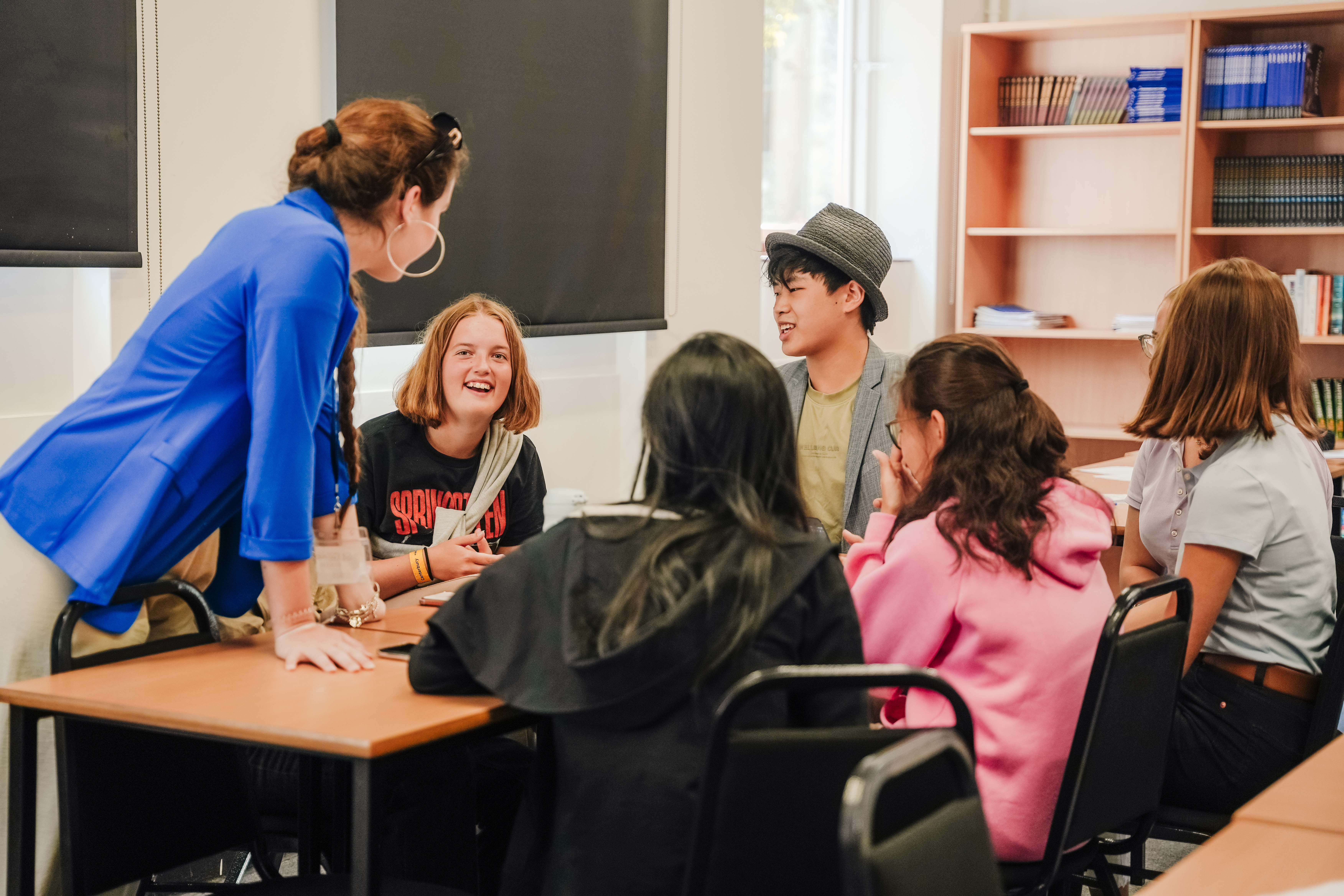 A teacher with her students in class at The King's School Campus (13-17)