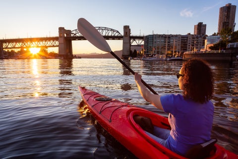 Canoeing in Fraser River in Vancouver, British Columbia, Canada