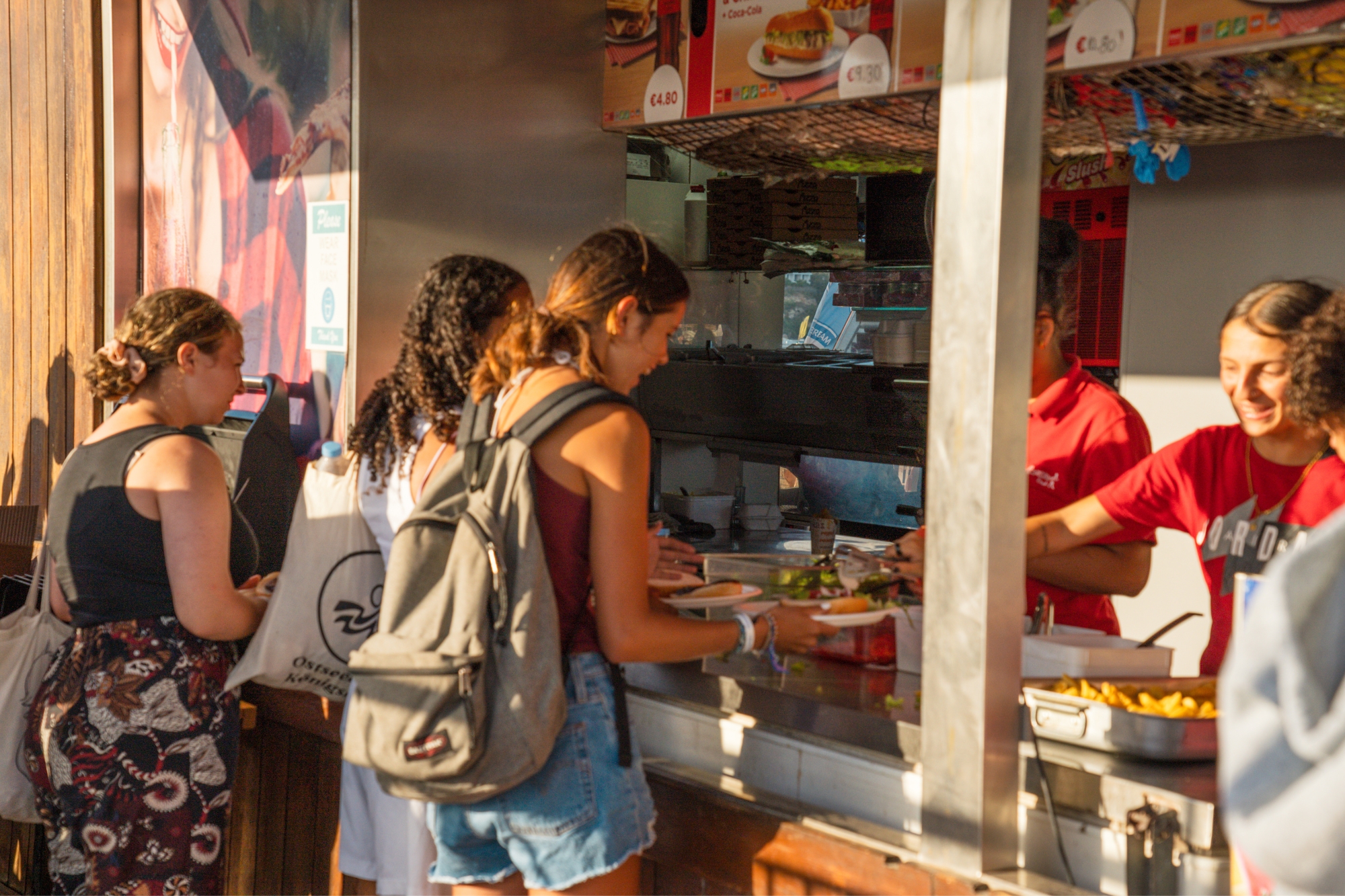 Students getting a meal outside