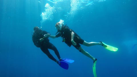 Scuba diving activity in the coastal waters near Izmir, Turkey