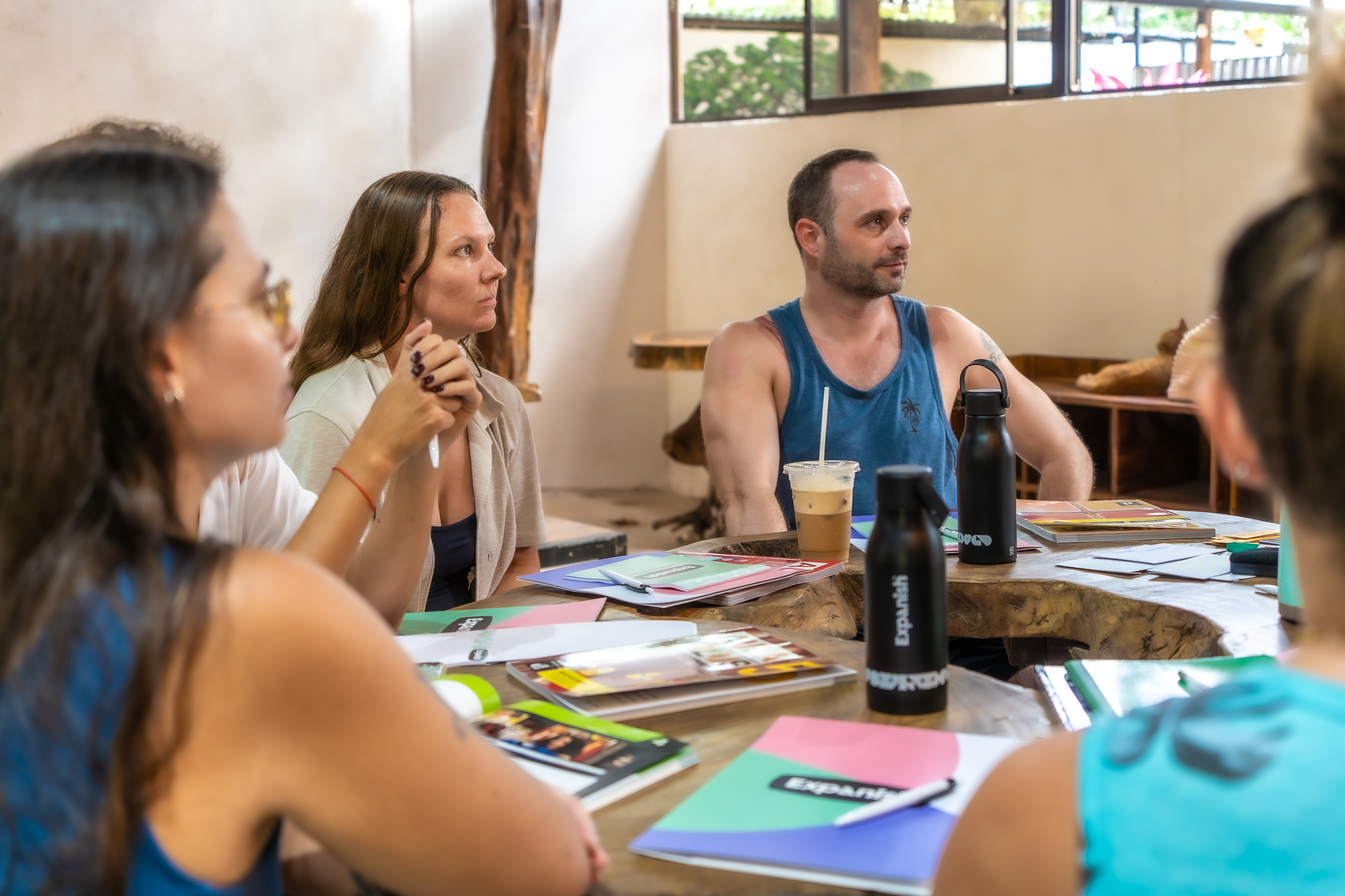 A few students in class at Expanish Guanacaste