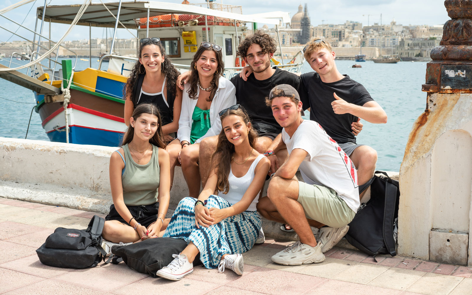Students on boat tour excursion in Malta at St Martins College