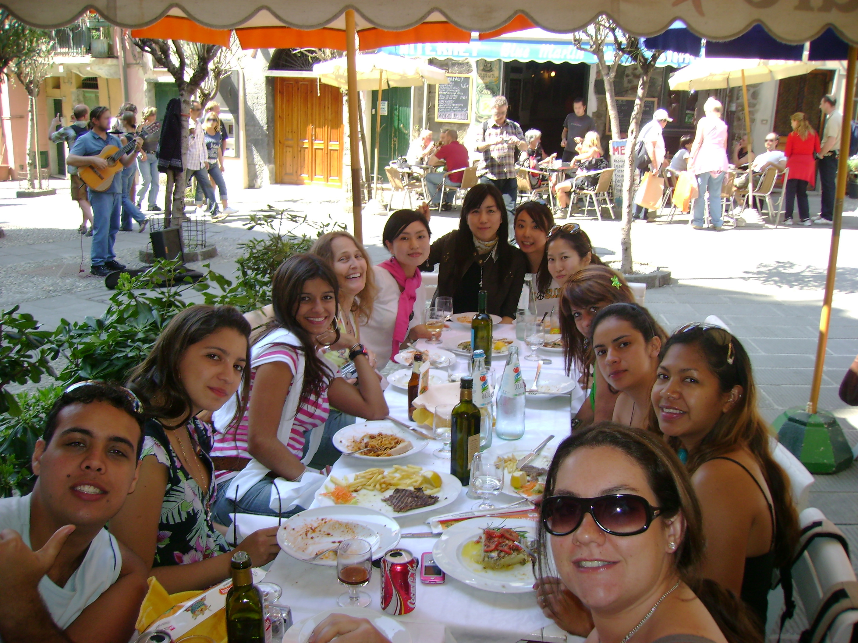 A group of students during a meal