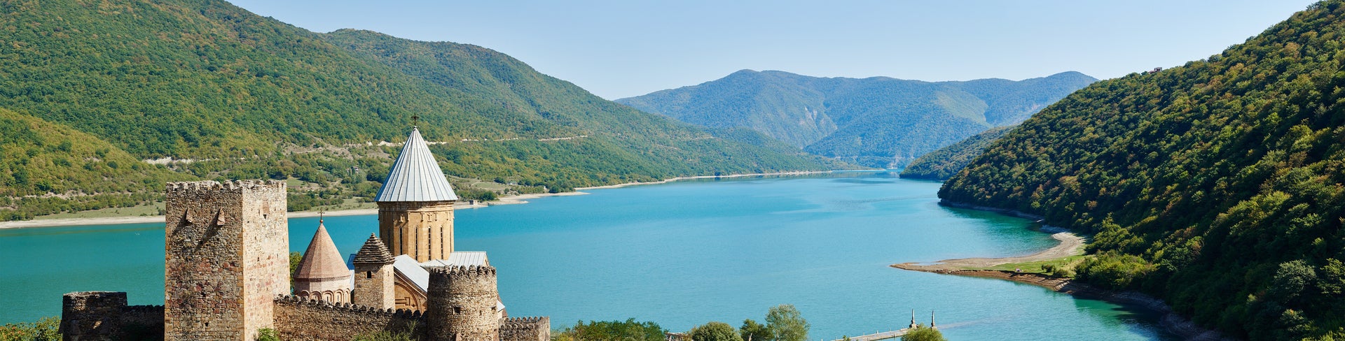 Ananuri ancient church castle in Georgia
