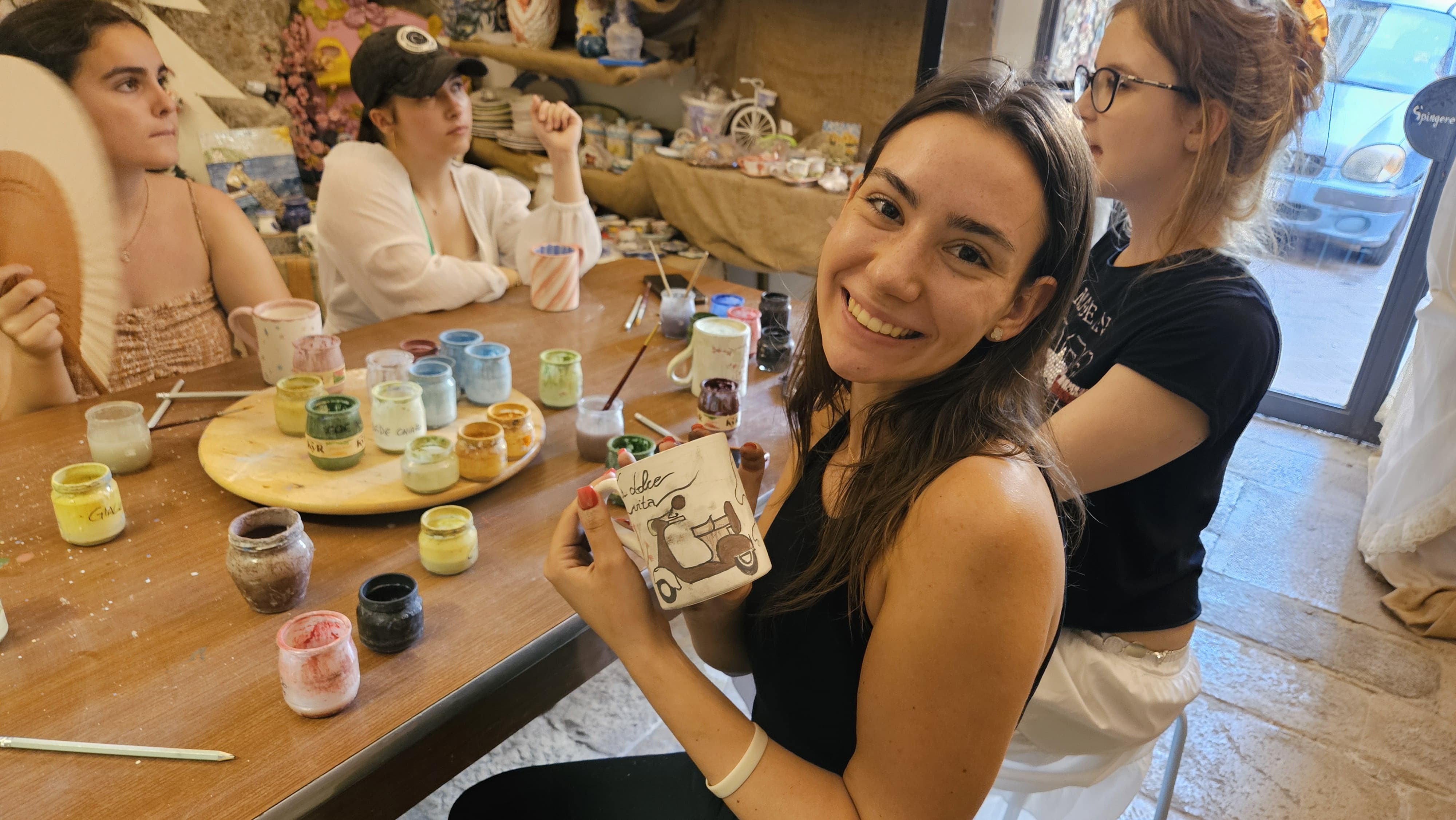 Students during ceramic class activity