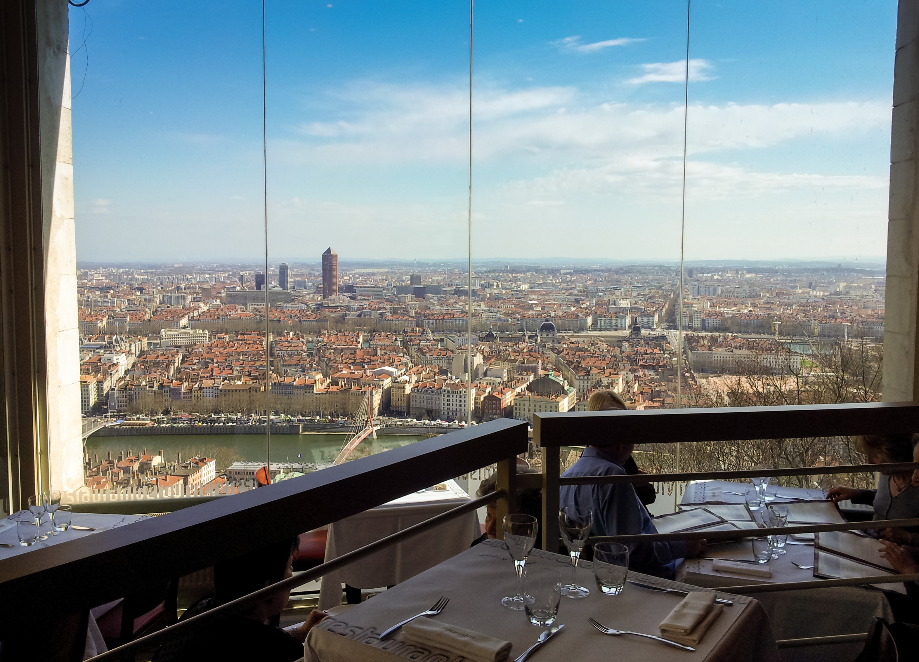 Restaurant with view over Lyon, France