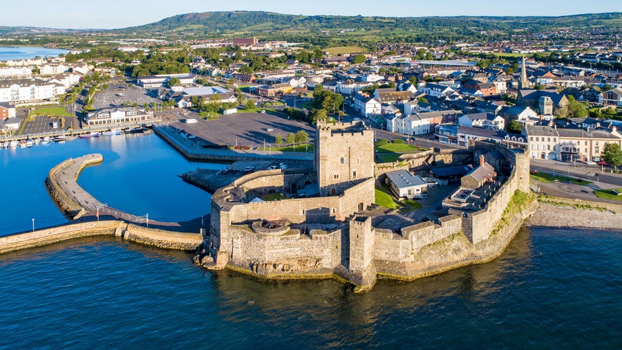 Medieval castle in Carrickfergus near Belfast in Ireland