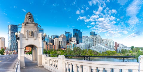 Panoramic view of Calgary's skyline on a summer day, Canada