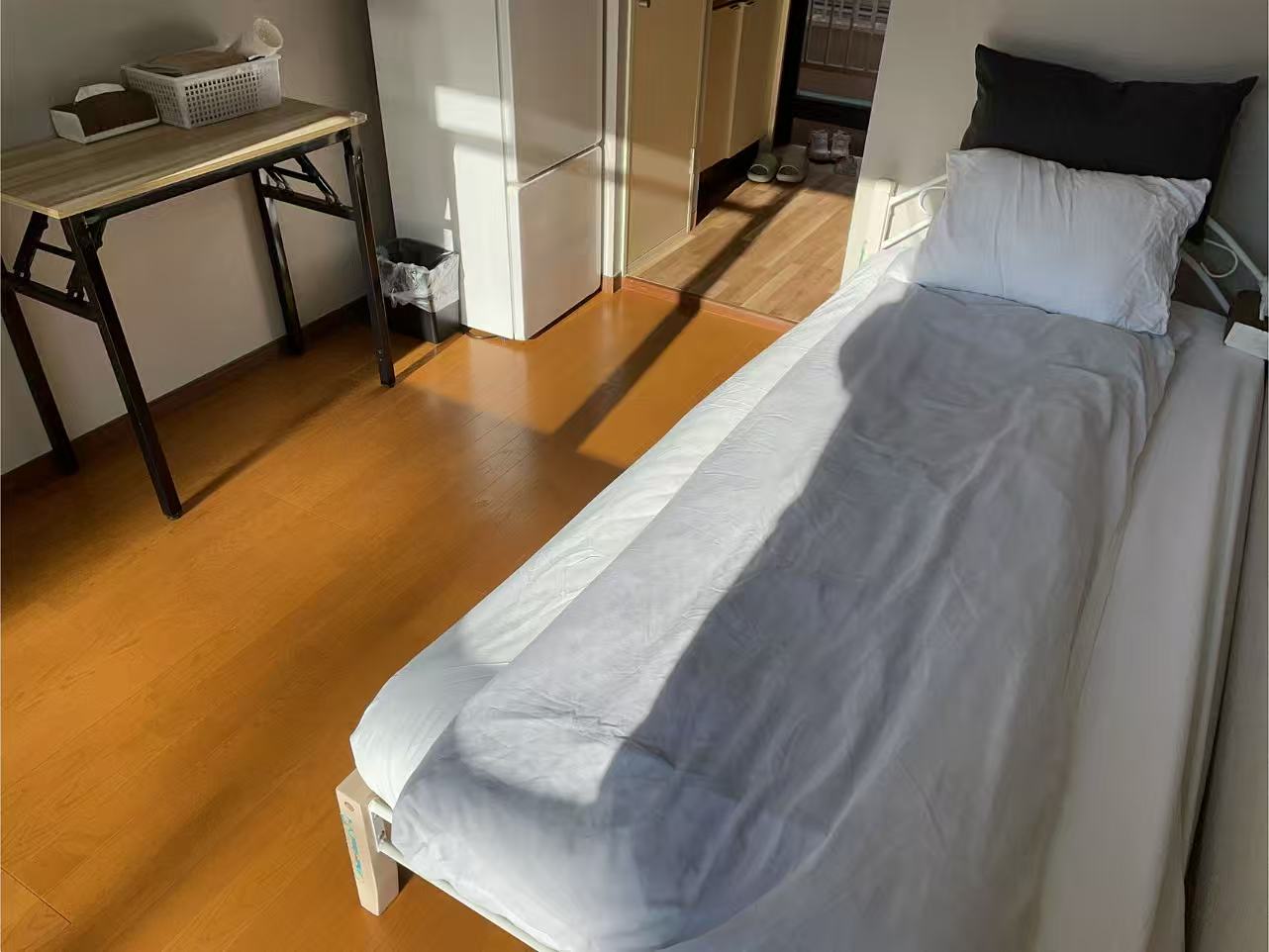 Bedroom at the studio apartment in Tokyo