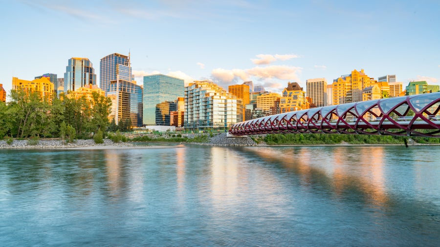 Canada City Peace Bridge Sunset Calgary Alberta Canada Images