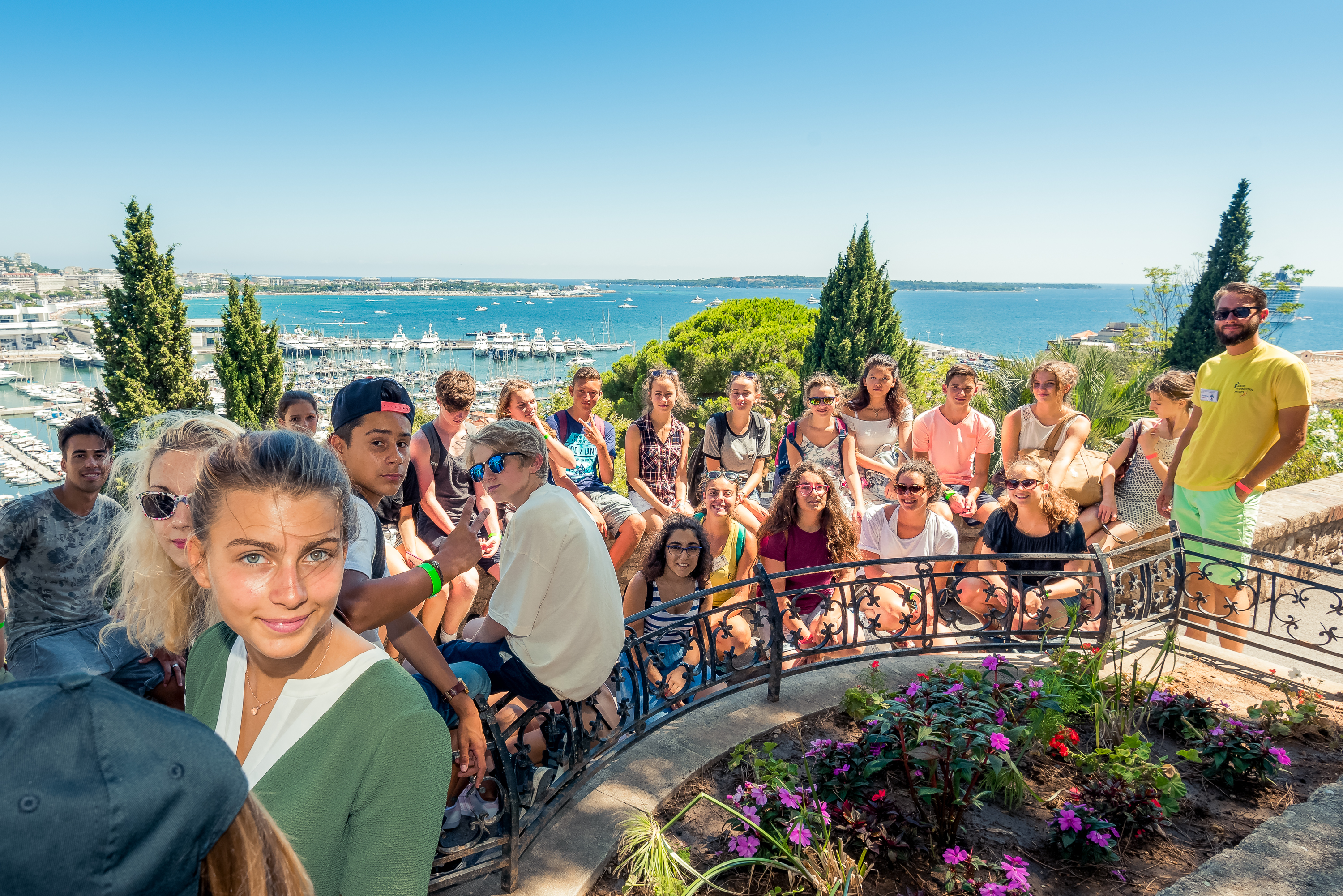 Students outside on a sunny day