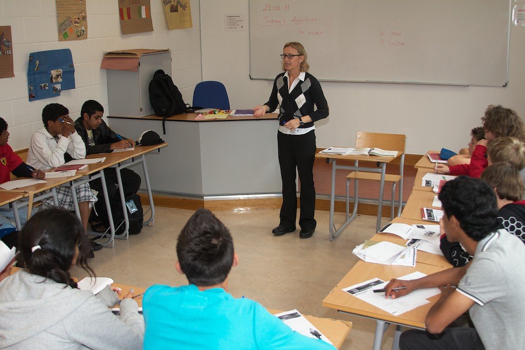 Teacher and students during a lesson