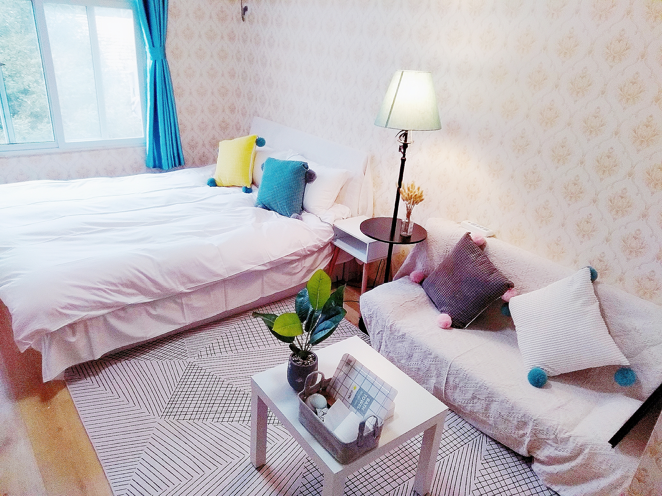 Bedroom at the studio apartment in Beijing