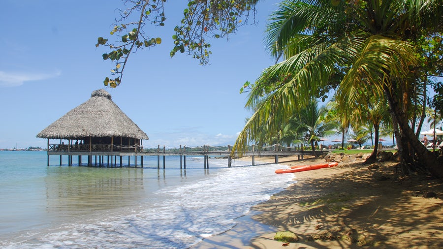 Beautiful sandy beach with turquoise waters in Bocas del Toro, Panama