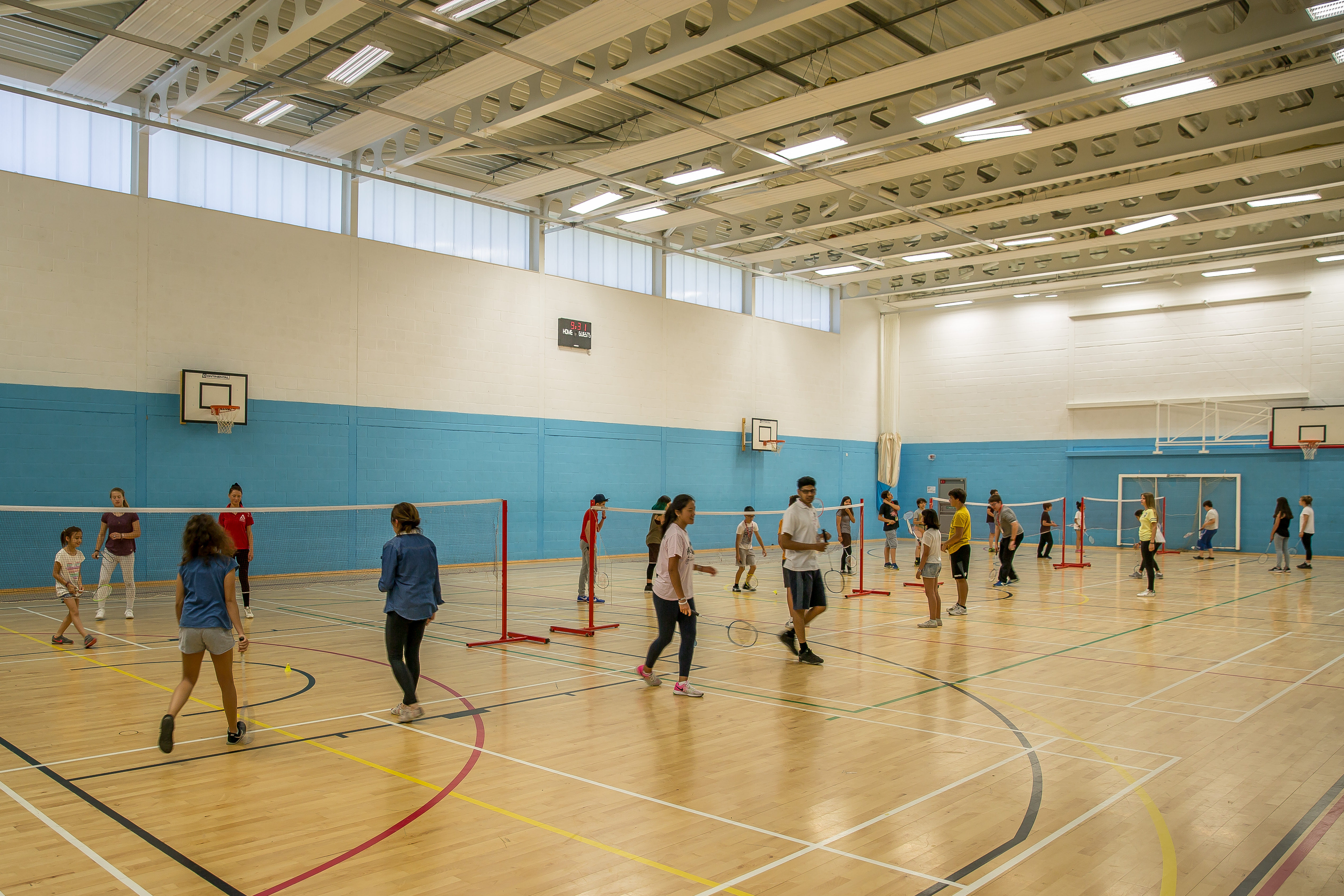 Students playing badminton