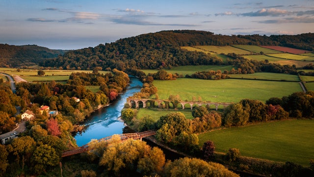Aerial view of Countryside in Monmouth Wales