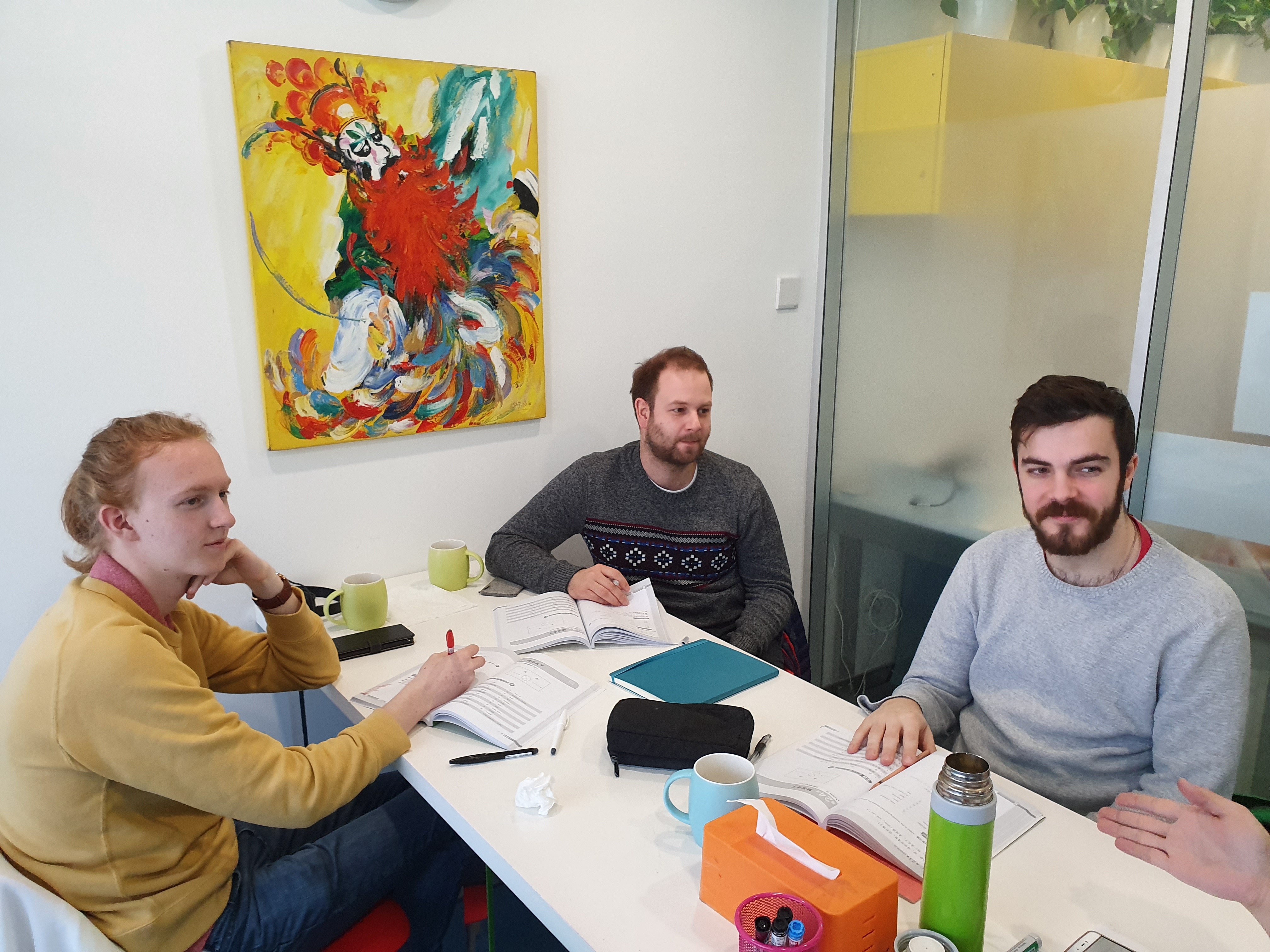 Three students in class in LTL Tokyo