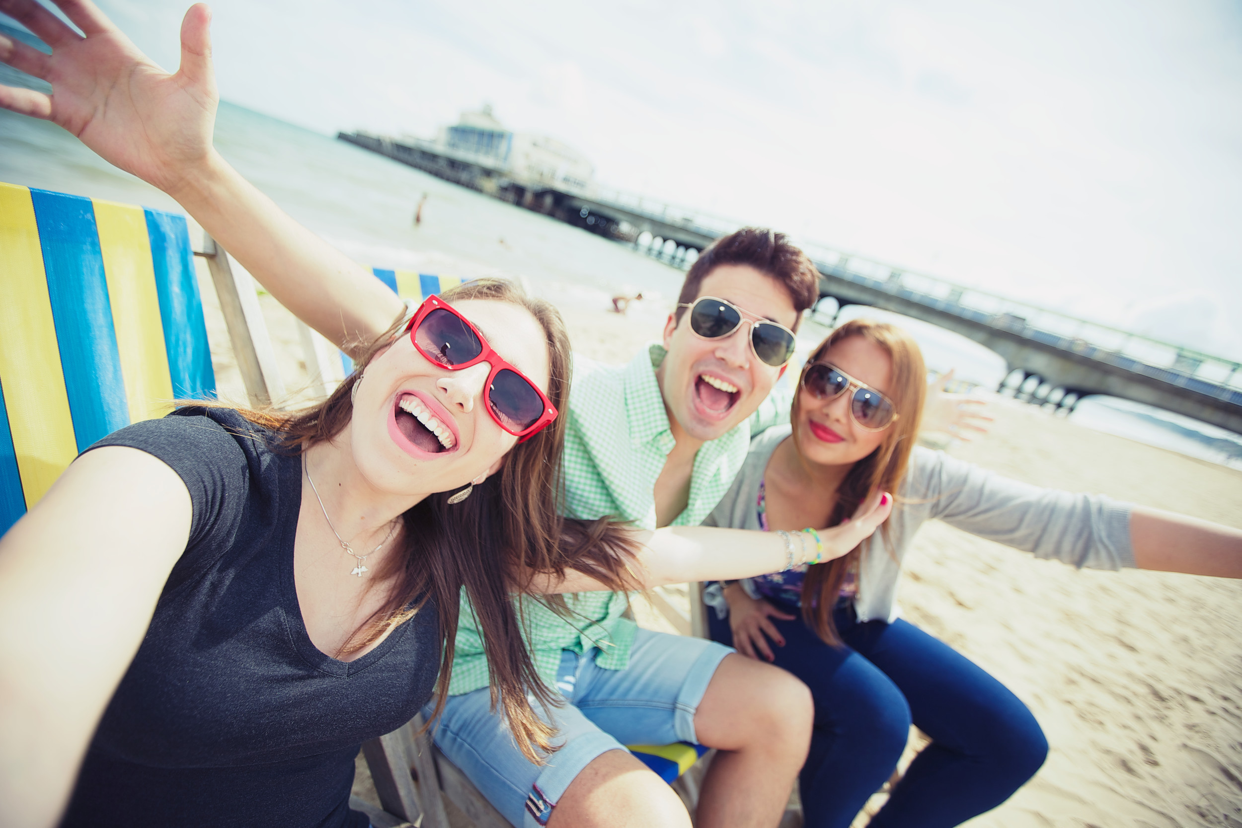 Three students at the beach