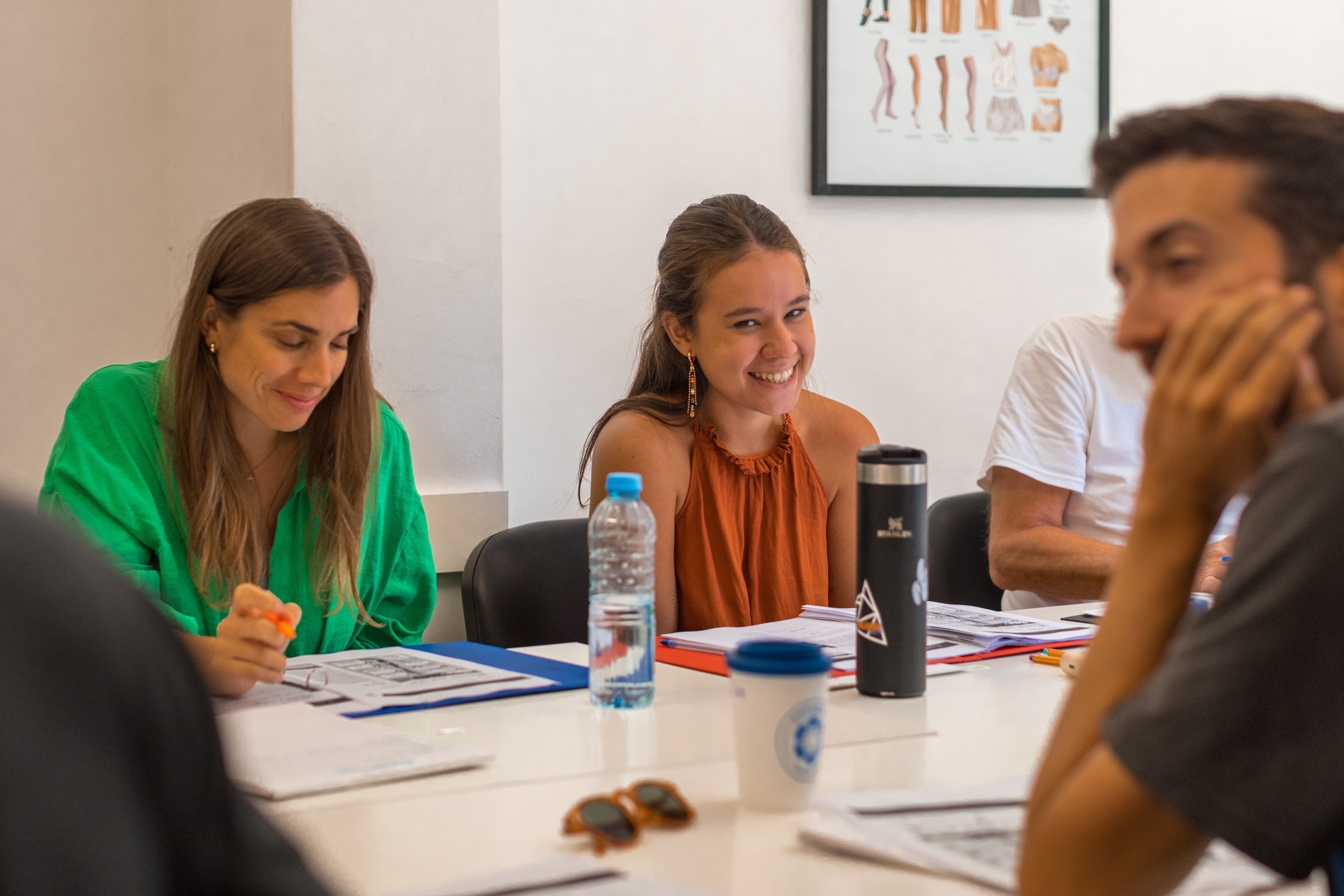 Three students in class