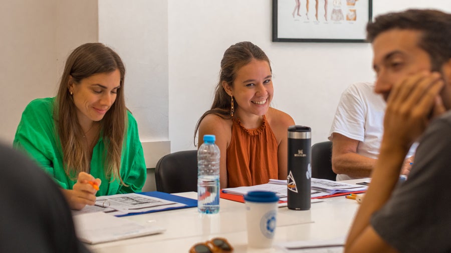 Three students in class
