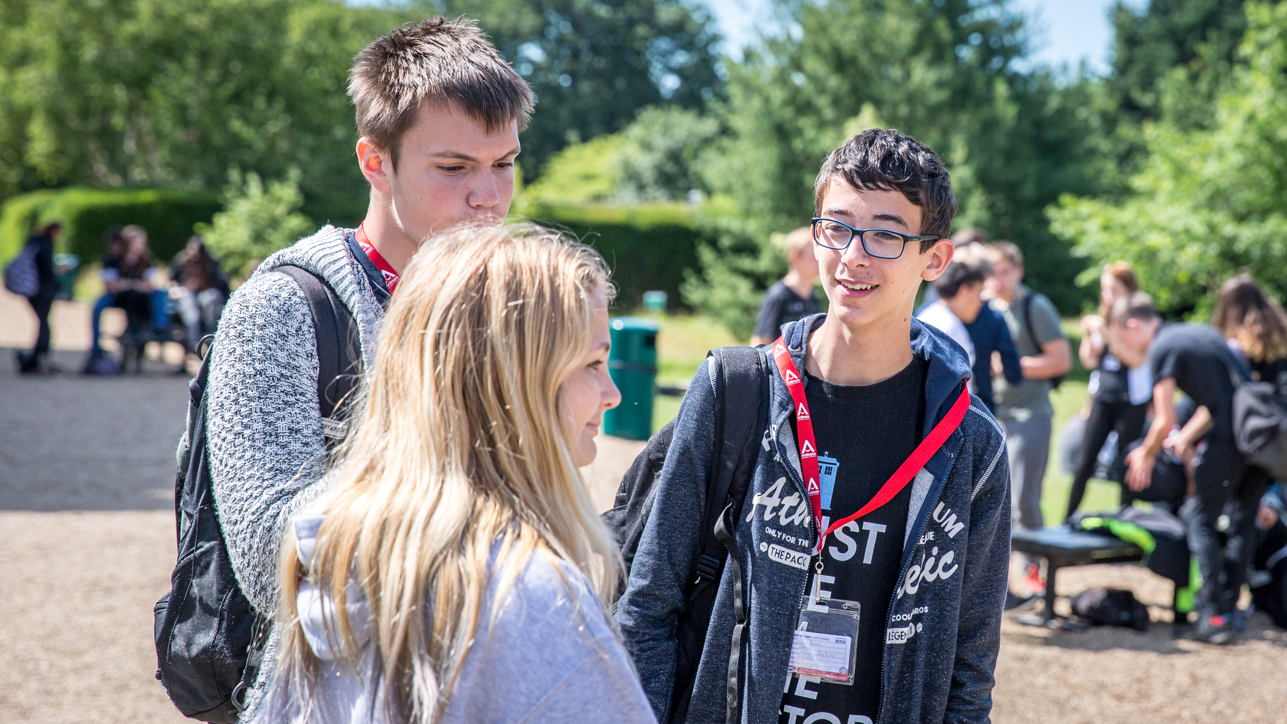 Students on the school grounds