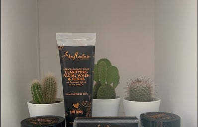 Skincare on white background with cacti.