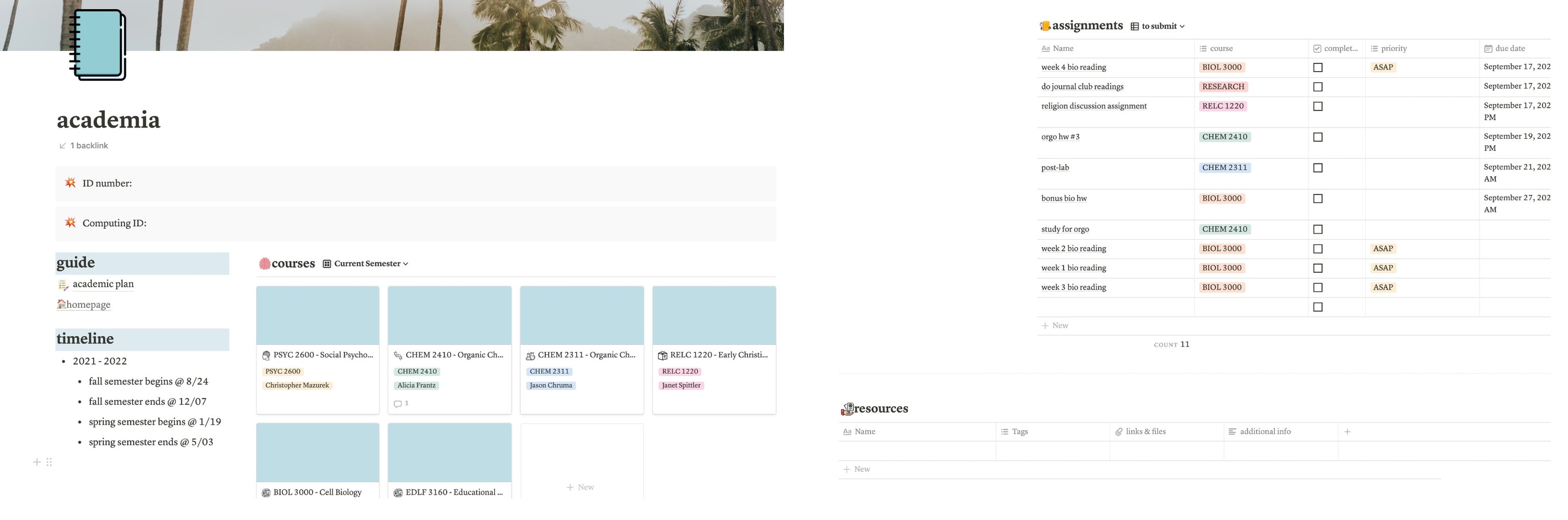 original photo of my Notion page (taken by screenshot)