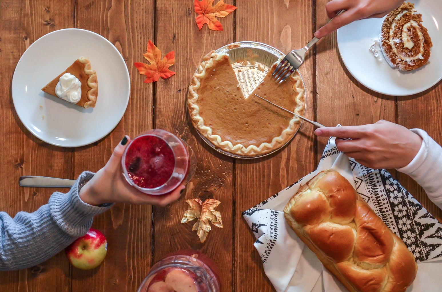 pumpkin pie on table, fall meal