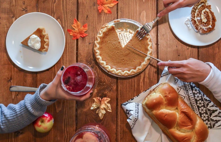 pumpkin pie on table, fall meal