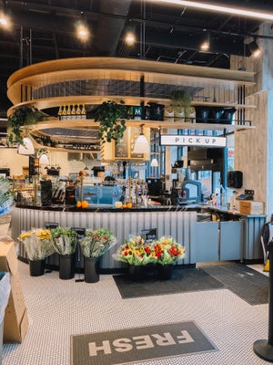 coffee bar in a grocery market