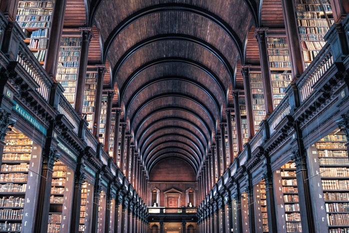 Library with arched ceiling