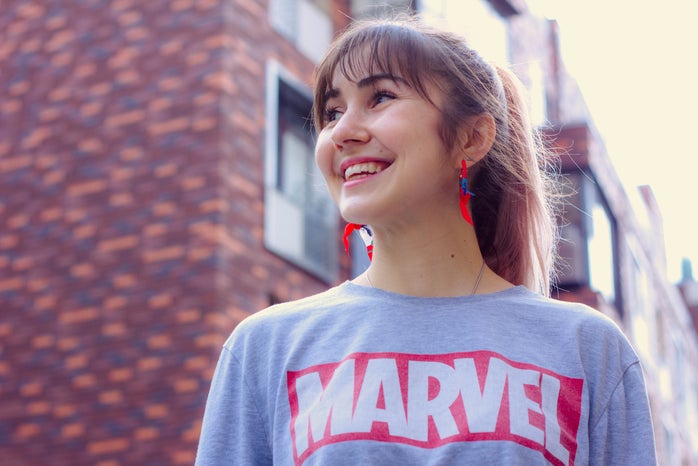 woman wearing Marvel shirt by Timur Romanov?width=698&height=466&fit=crop&auto=webp