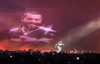 artist Post Malone performs on stage at his concert